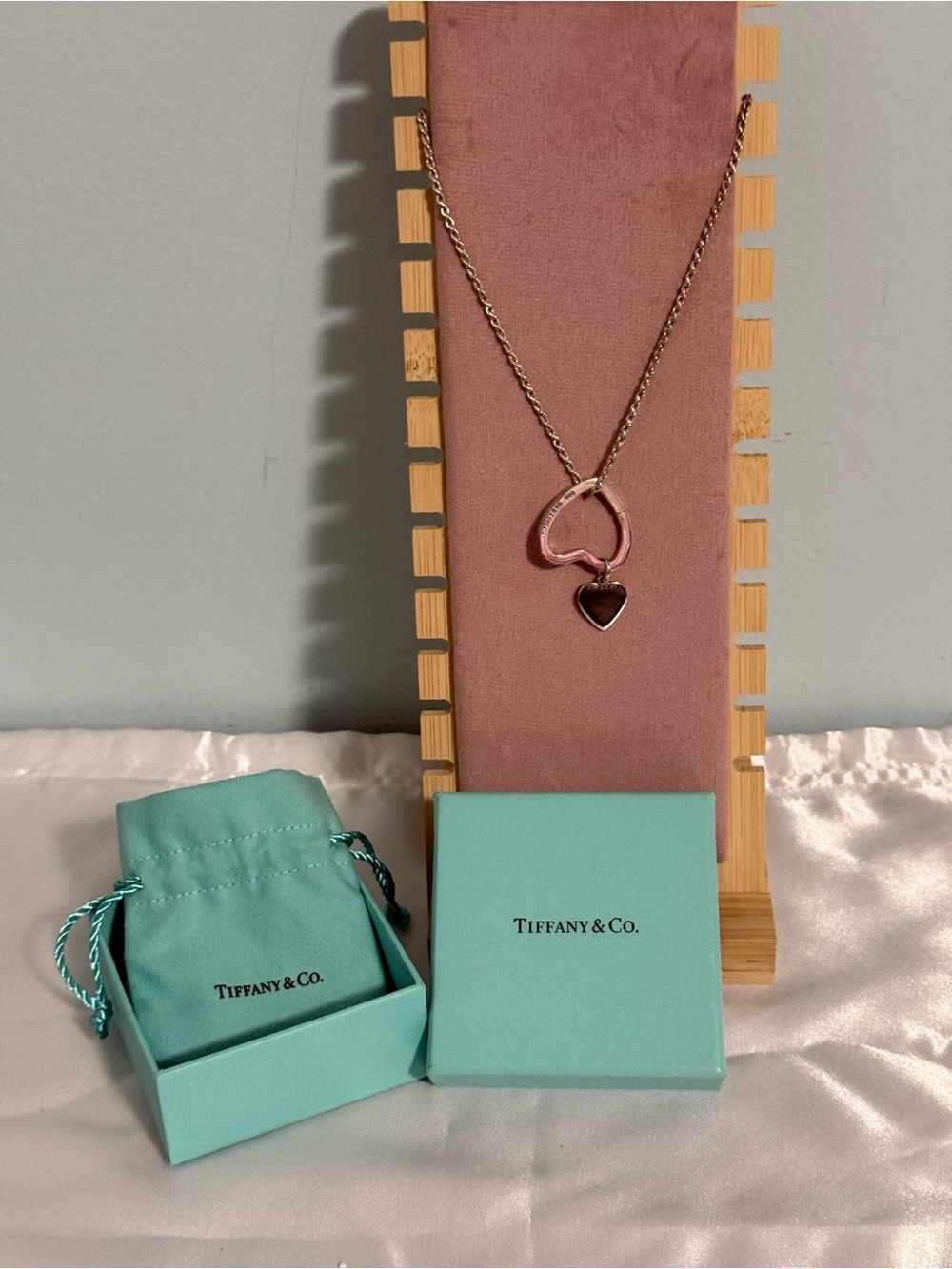 Tiffany & Co. Very Rare Heart drop Pendant Necklace. .925 sterling silver!